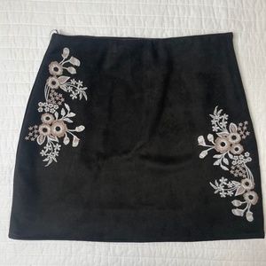 Jun and Ivy Embroidered Faux Suede Mini Skirt